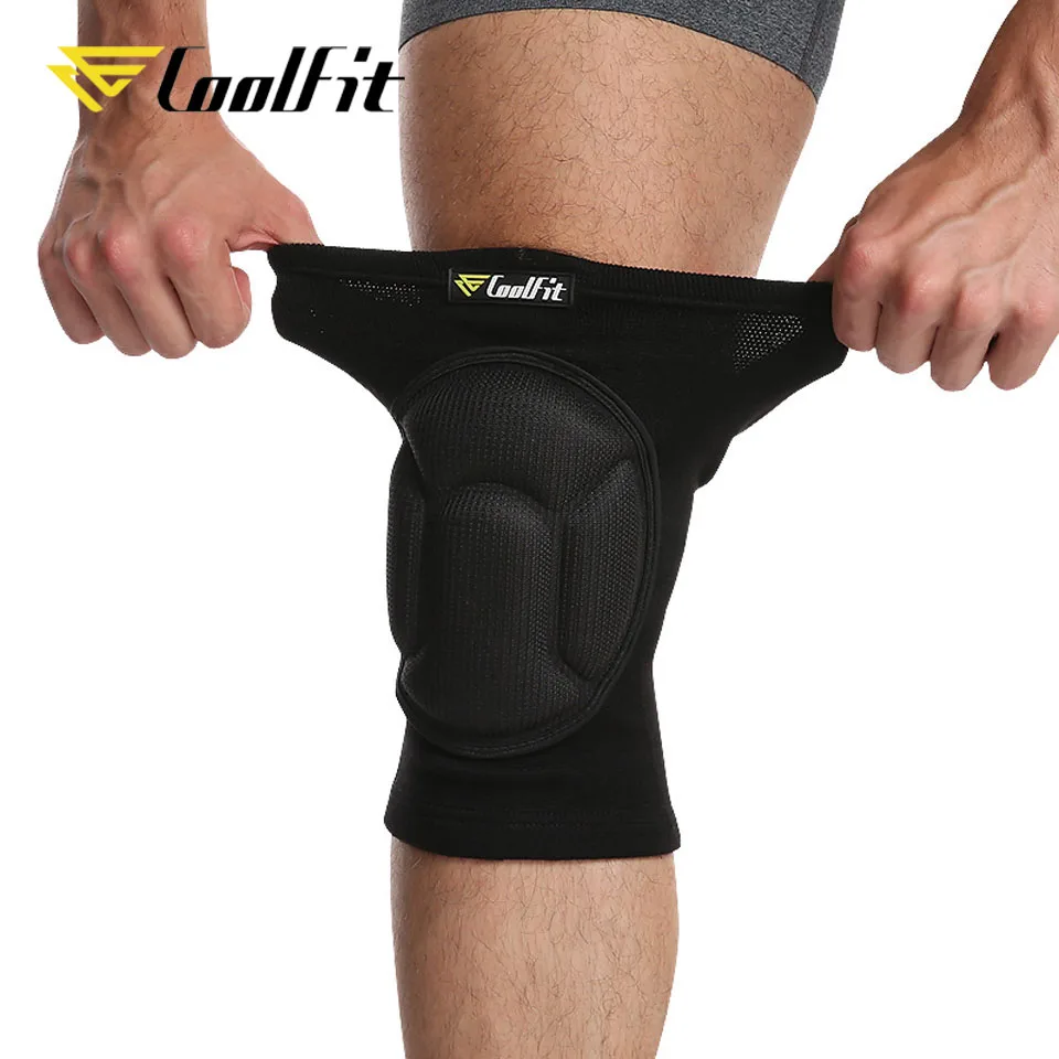 CoolFit 1 Pair Protective Knee Pads Thick Sponge Football Volleyball Extreme Sports Anti-Slip Collision Avoidance kneepad Brace