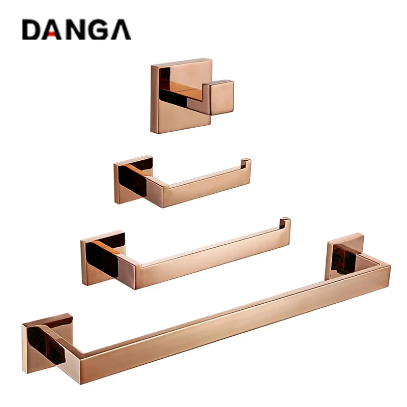 

Rose Gold Wall-mounted Stainless Steel Hook Toilet Paper Holder Towel Bar Kitchen Facilities Hardware Bathroom Accessories