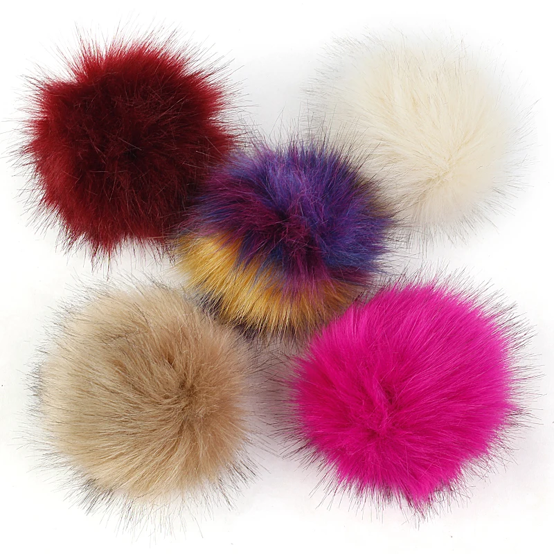 12cm Imitation Foxes Fur Pompom For Women Hat Fake hair ball Pom Poms for DIY Knitted Hat Cap Accessories