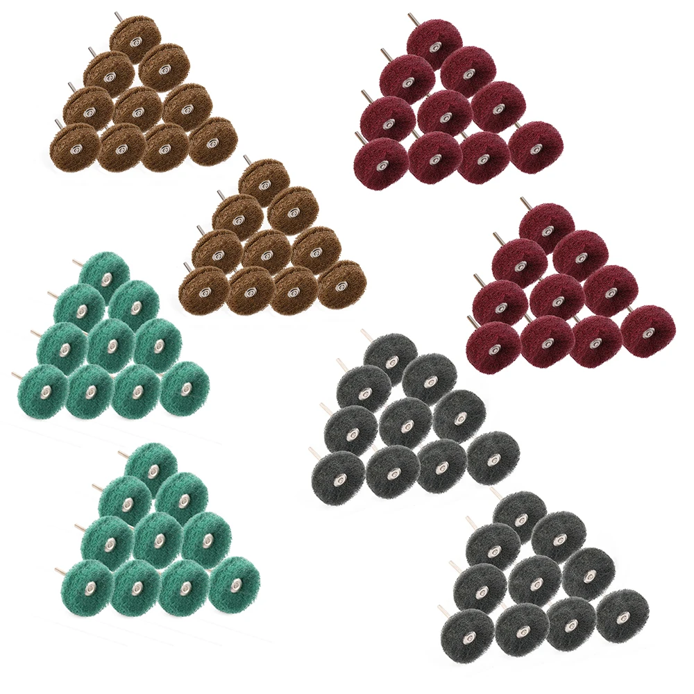 40個ミニ研磨ブラシ3ミリメートルシャンク38ミリメートルナイロンバフ研磨ホイール回転工具用アクセサリーセット