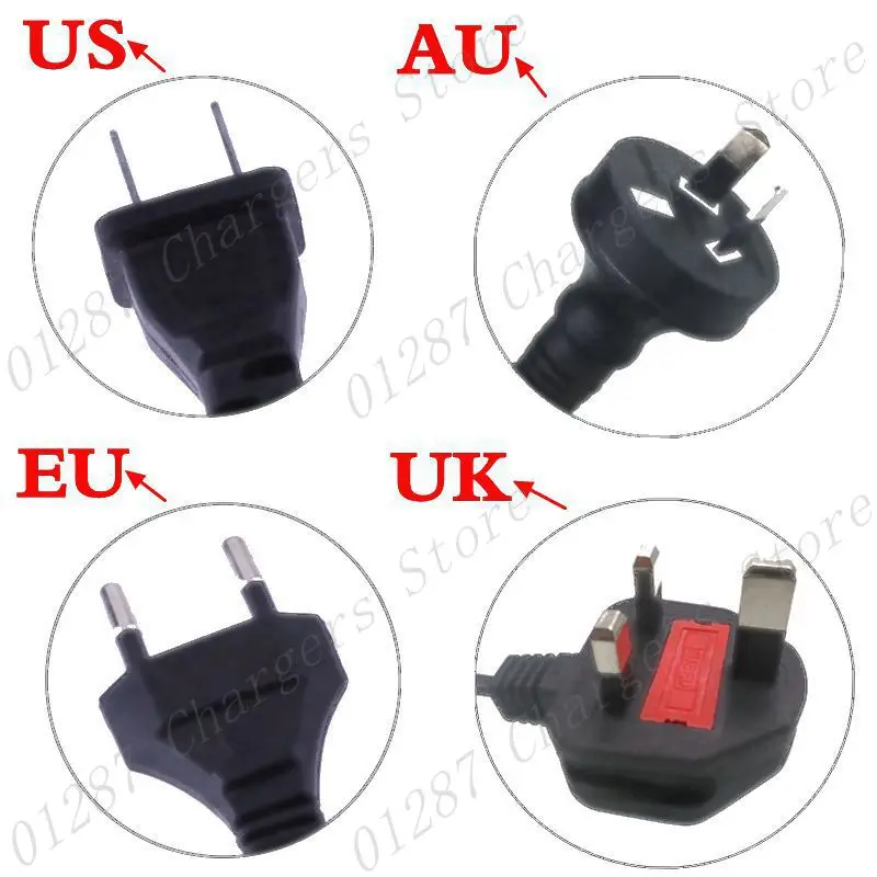 Cargador de batería Universal de 42V y 2a, enchufe de Reino Unido/UE/EE. UU./AU, fuente de alimentación de 100-240V CA para autobalance, Scooter,