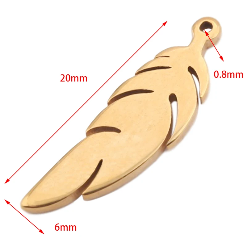 10 stücke Edelstahl Gold Farbe Feder Charms Blätter Blatt Ohrringe Charme Anhänger Für Diy Halskette Herstellung Von Schmuck Erkenntnisse