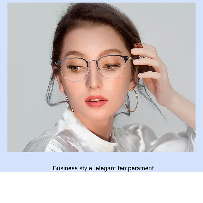 Business Blue Ray Blocking Metal Glasses,Men Women Anti Blue Light Computer Goggles,Myopia Prescription Glass Frames F4908