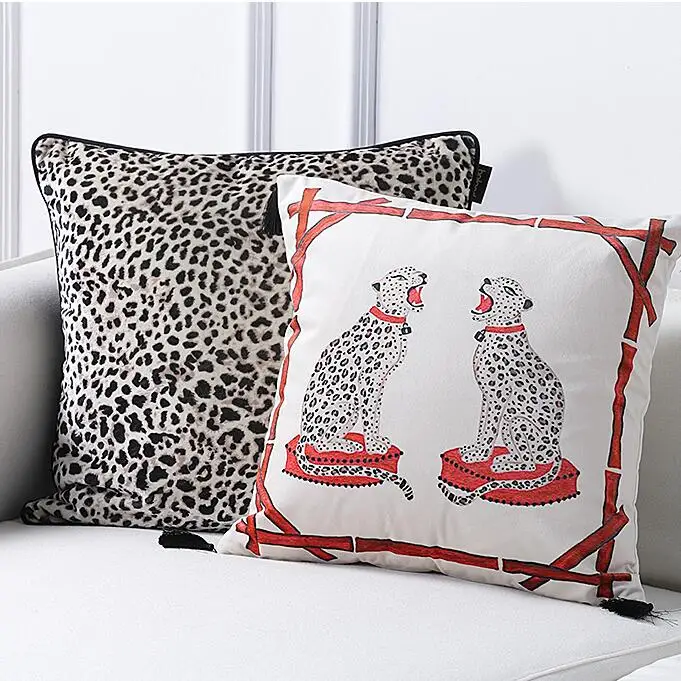 Luxury Velvet Cushion Cover Decorative Pillow Case Tassel Modern Animal Collection Leopard Print Soft Coussin Sofa Chair Cushion