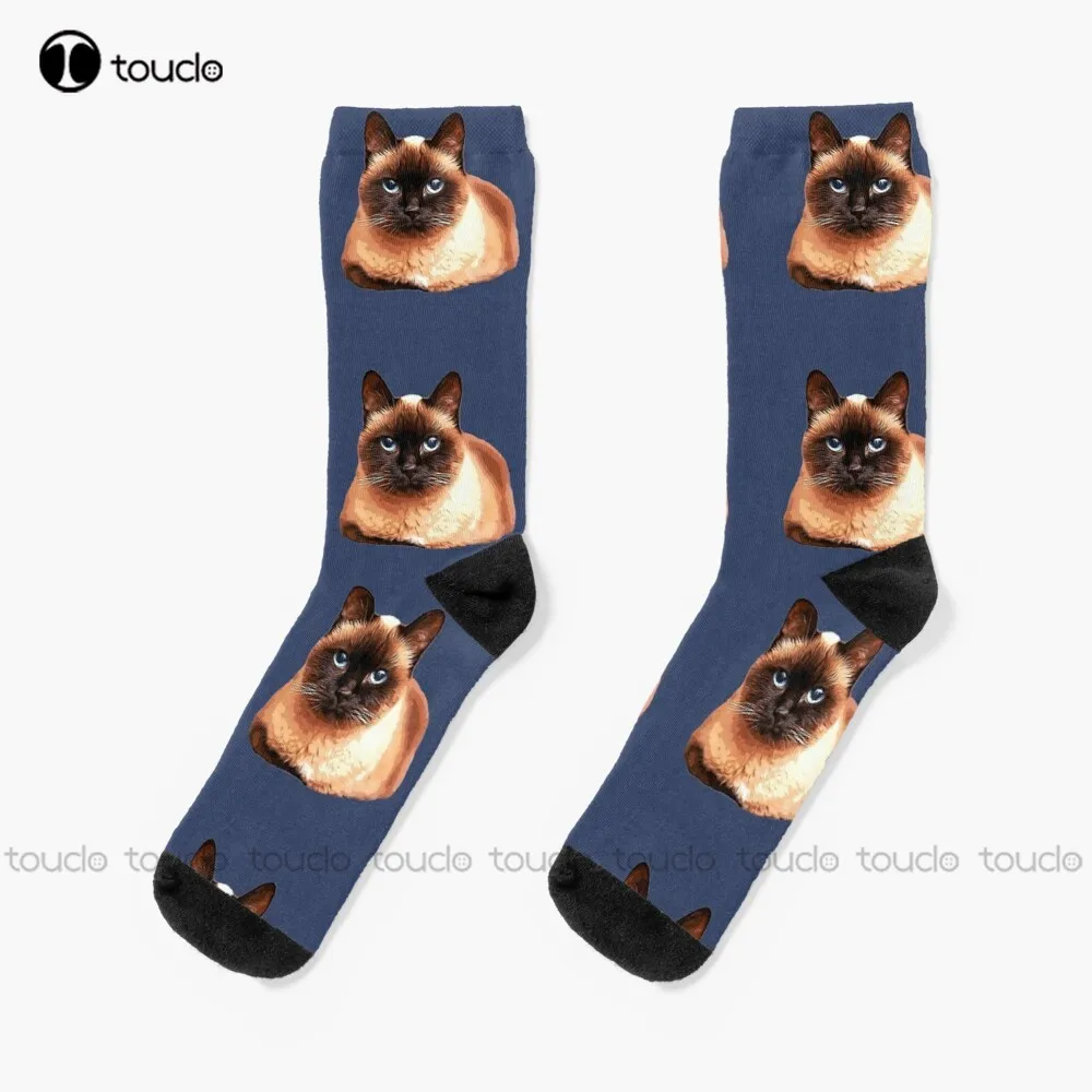 

Siamese Cat Socks Women Crew Socks Christmas New Year Gift 360° Digital Print Personalized Custom Unisex Adult Teen Youth Socks