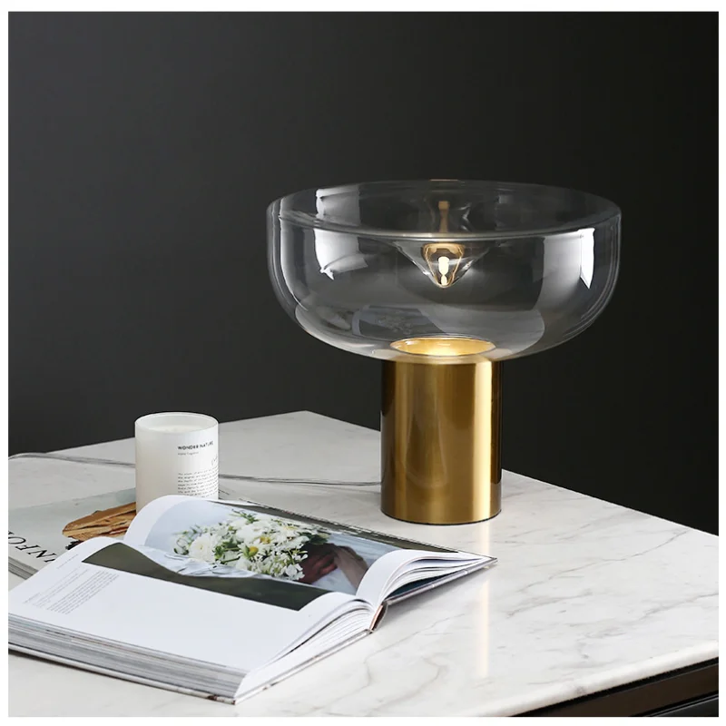 

Modern LED Glass Table Lamp for Bedroom Bedside Lamp Living Room Light Study Desktop Decoration Reading Simple Lighting Fixture