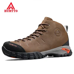 HUMTTO-zapatos de senderismo de montaña impermeables para hombre, botas deportivas de cuero para caza, escalada, Trekking, zapatillas transpirables para exteriores