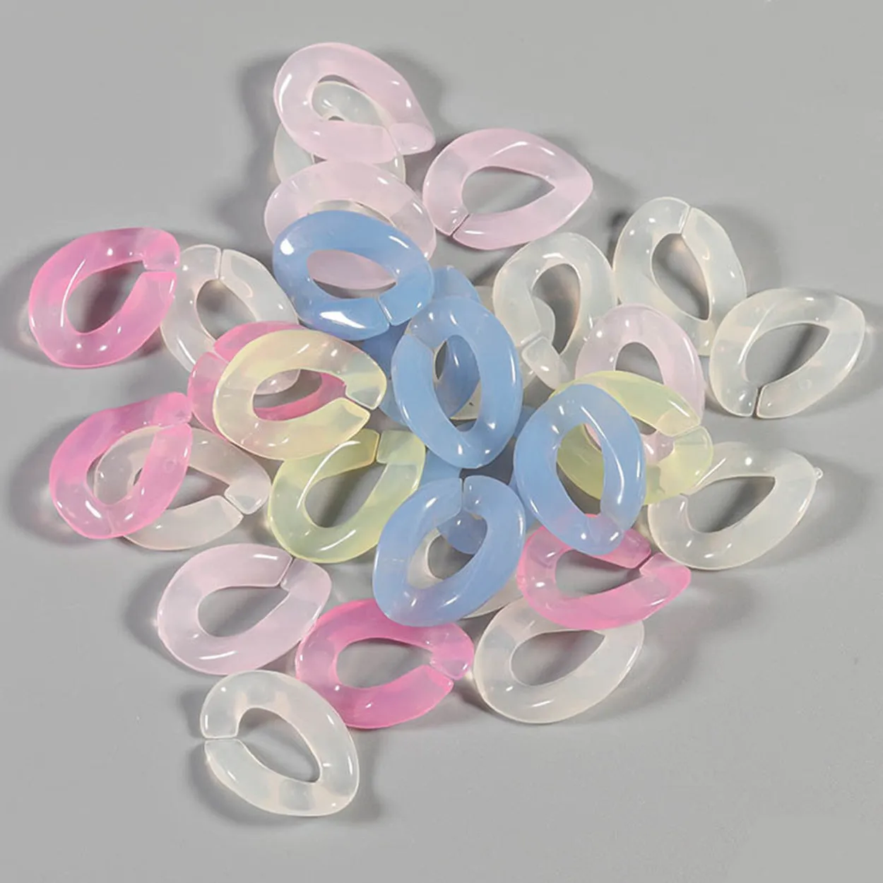 

50pcs Acrylic Oval 23x16mm Translucent Chain Open Link Connectors DIY Jewelry Making