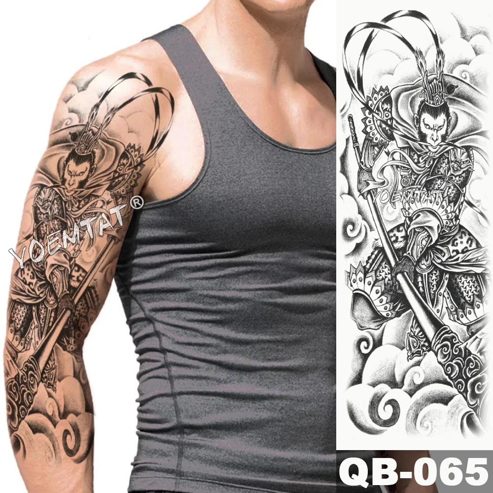 Tatuaje de manga de brazo grande para hombres y mujeres, Espada de la vieja escuela, impermeable, tatuaje temporal, pegatina, cuerda, Guerrero potente, tótem completo