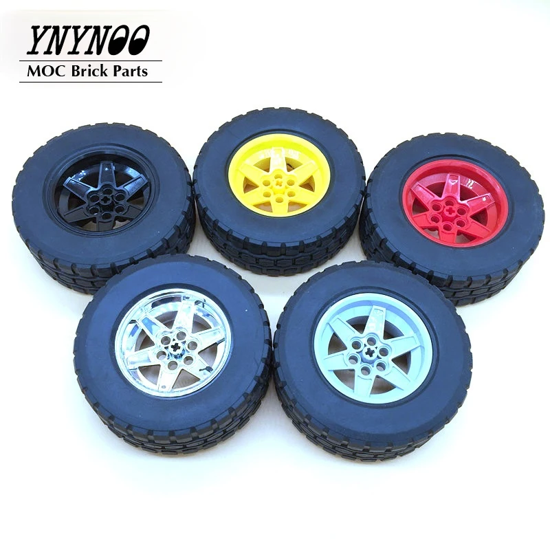 2 Pcs/lot High-Tech Wheel 94x38mm ZR Rim Wheel+Black Tire Hub 92912+15038 MOC Building Blocks Bricks Car Wheels Kids gifts Toys