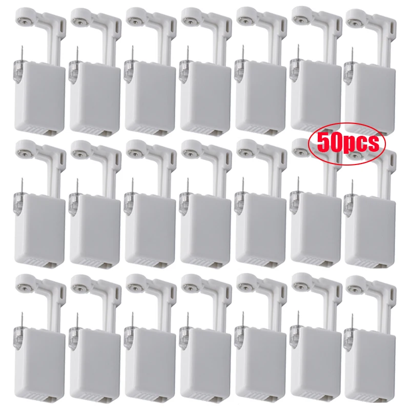 50pcs Ear Piercing Gun Kit Disposable Disinfect Safety Earring Piercer Machine Studs Nose Clip Body Jewelry Piercing Tool