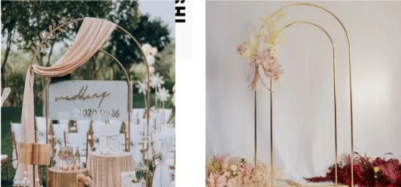 Outdoor Wedding Iron Double Arch Flower Fabric Sash Display Rack Door Frame Birthday Party Backdrops Welcome Sign Balloons Stand