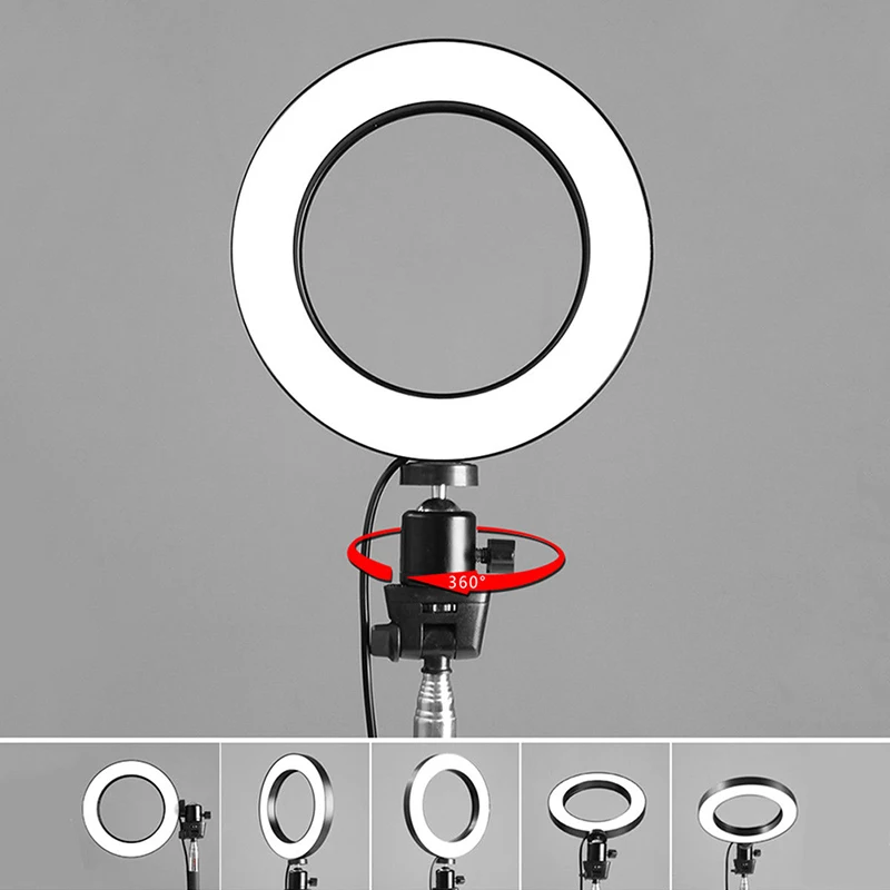 6" LED Ring Light Dimmable USB 5500K Fill Lamp Photography Phone Video Live