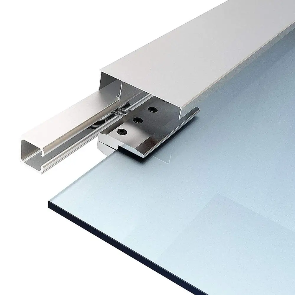 4.9/6/6.6/8.2FT Aluminium Alloy Frameless Brushed Silver Barn Sliding Door Hardware Hidden Track Kit For Glass Door