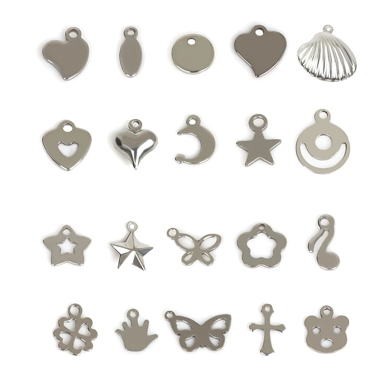 10-50Pcs Small 6-39mm 316 Stainless Steel Heart Shell Stars Butterfly Charms Pendant for DIY Necklace Jewelry Making Findings