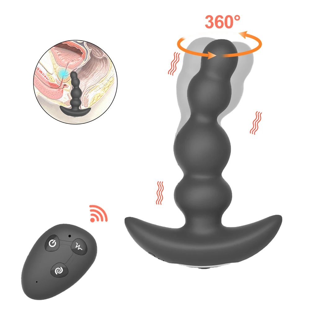 Remote Control Vibrator Prostate Massager Butt Plug for Men Women Vibrating Anal Beads Men Soft Silicone Masturbator Sex Toys