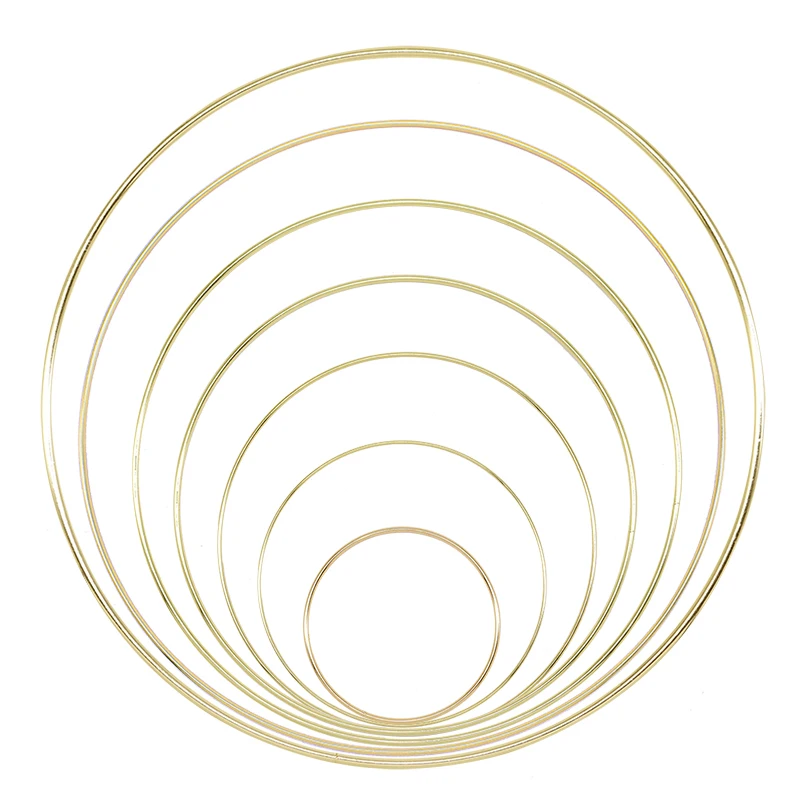 10-35cm Gold Iron Metal Ring Wreath Garland Baby Shower Floral Wreath Wedding Decoration Bride Flowers Hoop Decor