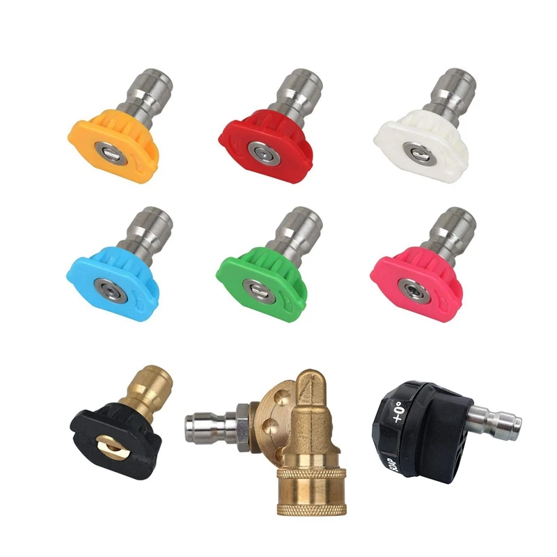 1 Set Universal Power Pressure Washer Spray Nozzle Tips And Quick Connect Pivot Adapter Coupler & 1Pcs Pressure Washer 6-In-1 Sp