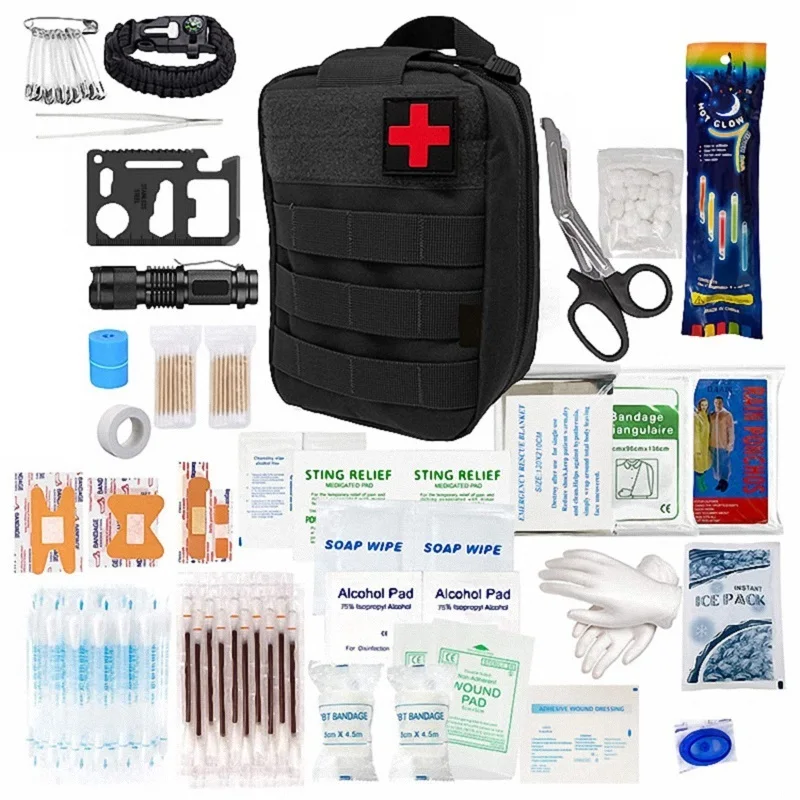 Outdoor Survival First Aid Kit Emergency Tactical Self-defense Supplies Equipment Gear Molle For Camping Hiking Hunting