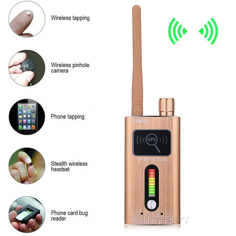 T6000 RF Signal Detector Anti Candid Hidden Camera Spy Gadgets Espias GSM GPS Tracker Wireless Audio Bug for Wiretapping Finder