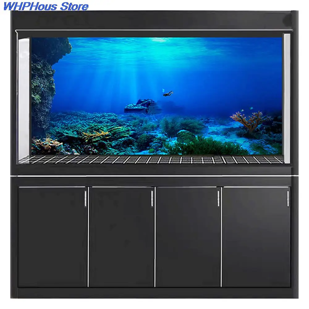 Hot Aquarium Background Poster 3D PVC Adhesive Sticker Fish Tank Underwater World  Backdrop Decoration Paper Landscape Wallpaper