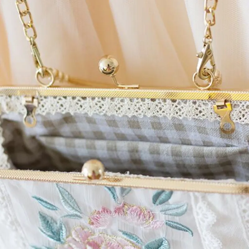 Donne Vintage Bacio di Blocco Borsa Del Ricamo di Stile Cinese Borse e Pochette con Tracolla A Catena Borse Delle Signore di Sera del Sacchetto di