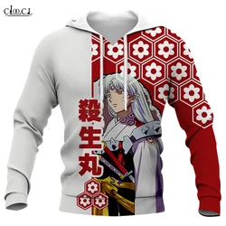 CLOOCL Anime Inuyasha 3D All Over Printed Men Hoodies Harajuku Fashion Casual Hooded Sweatshirt Unisex Zipper Hoodies Coat