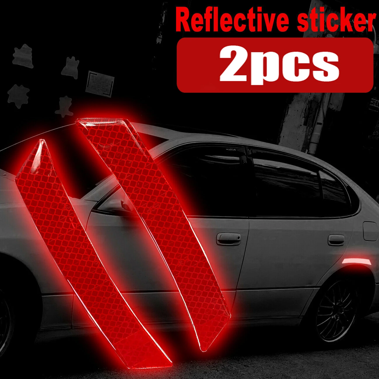 2pcs Car Bumper Wheel Eyebrow Fender Reflective Strip Alarm Sticker Warning Tape Car Styling Accessories Decoration