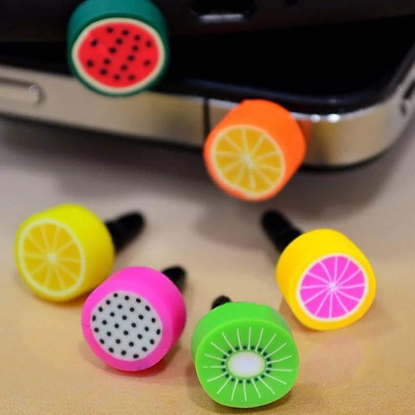 1pcs Universal Silicone Anti Dust Plug For 3.5mm Mobile Phone Accessories Earphone-Jack Dust Plug Fruit shaped for Smart Phone