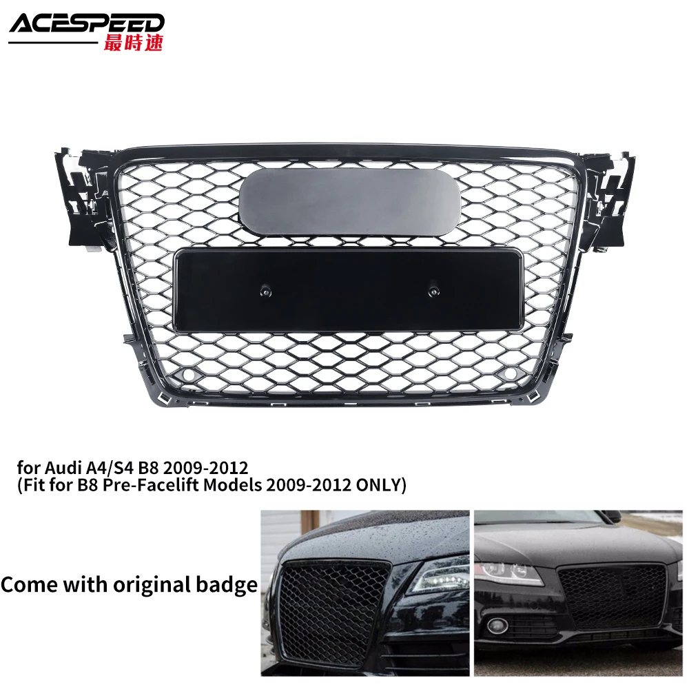 

Для RS4 Style Front Sport Hex Mesh Honeycomb Hood решетка глянцевый черный для Audi A4/S4 B8 2009 2010 2011 2012