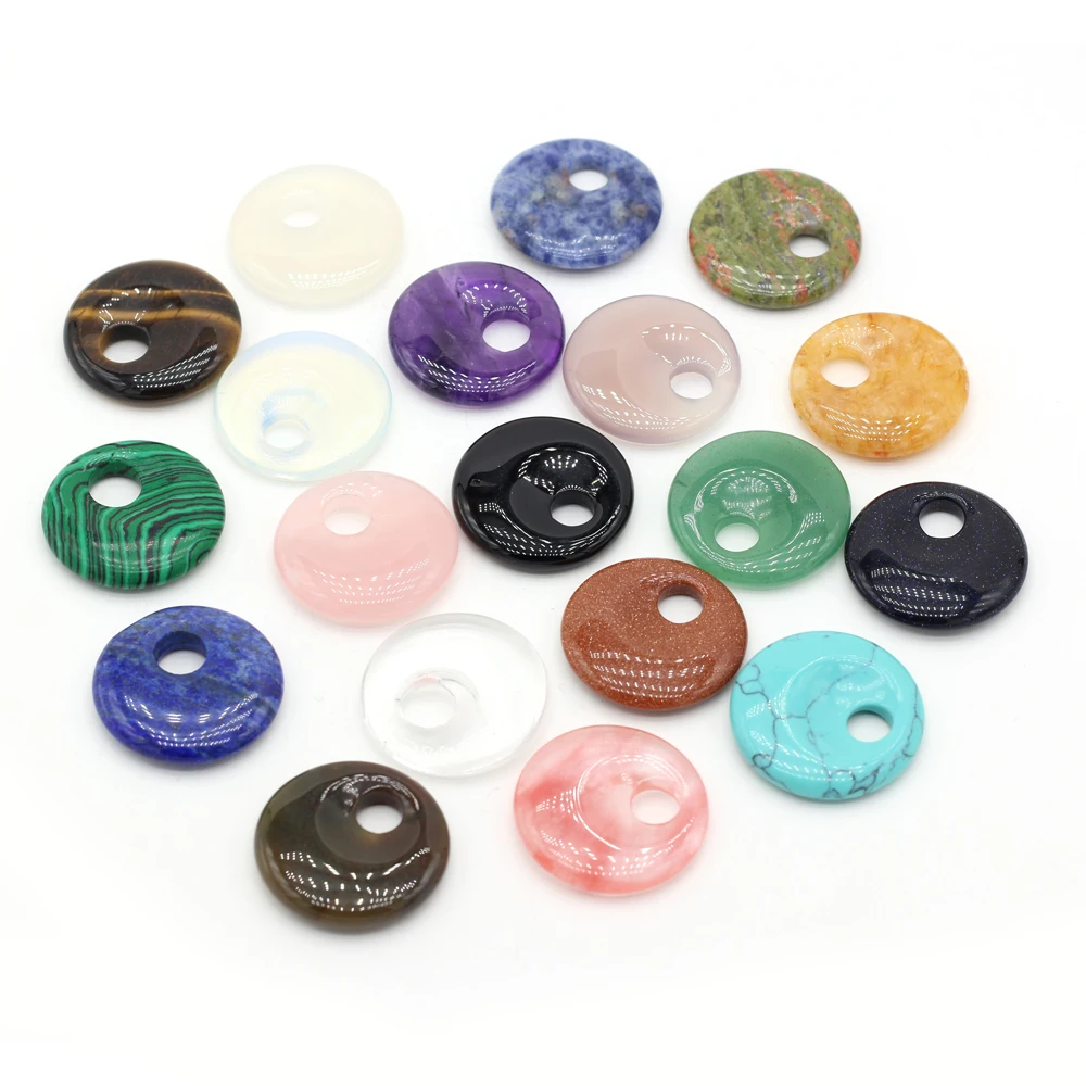 Natural Stone Beads Semi-precious Stones Round Big Hole Beads for Jewelry Making DIY Necklace Bracelet Earrings Accessories 30mm