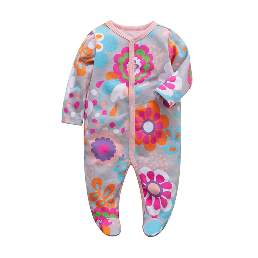 Sleepwear for Newborn Boys and Girls Long Sleeved Cute Print Cotton Fashion Pajamas 0-12 Months Sleepsuit Baby Clothing