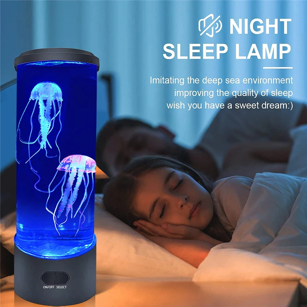 USB LED Jellyfish Lamp 16/7Color Changing RGB Jellyfish Tank Lights Atmosphere Table Lamp for Birthday New Year Christmas Gifts