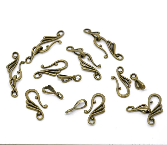 DoreenBeads 7 Sets Jewelry Findings Zinc Alloy Toggle Clasps Musical note Antique Bronze 25mmx13mm 16mmx5.5mm Hole:2.7mm 2.5mm