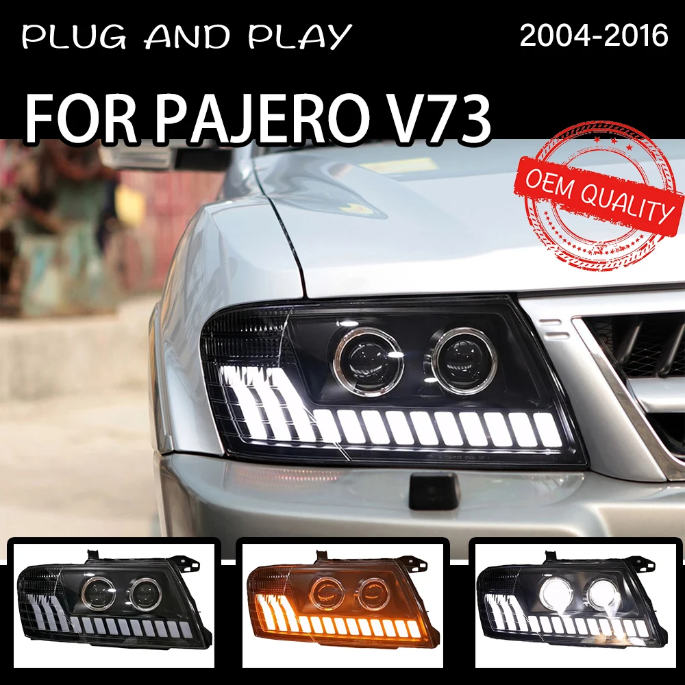 

Фара для Mitsubishi Pajero V73 2004-2016 гг., автомобильные товары, светодиодные DRL Hella 5, ксеноновые линзы Hid H7, аксессуары для автомобилей Montero