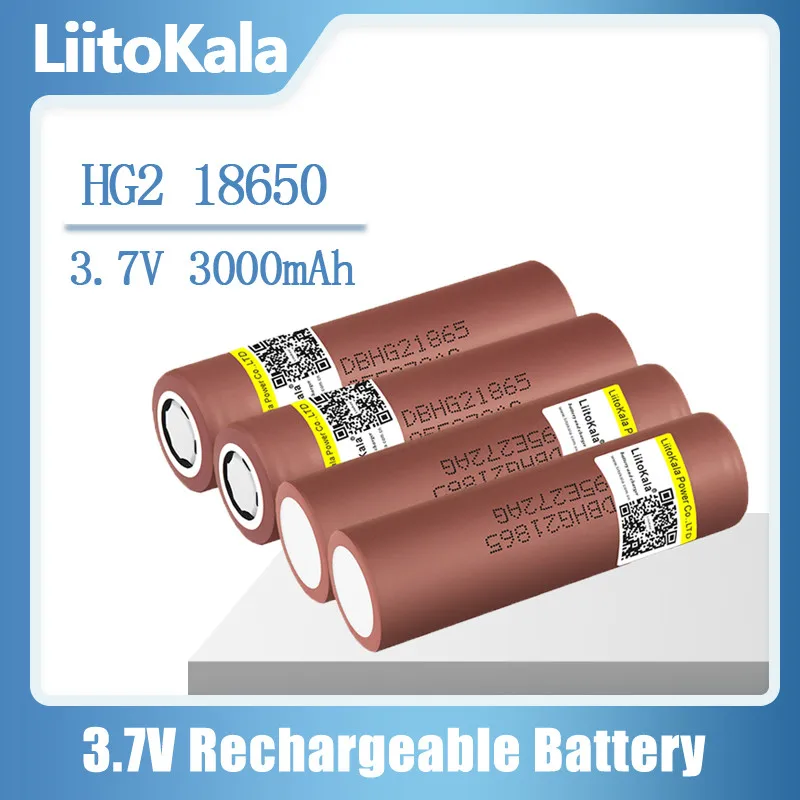 LiitoKala – HG2 18650 3000mah 3.7V, haute décharge 18650, batterie 30a Rechargeable, haute décharge, lampe de poche Mod