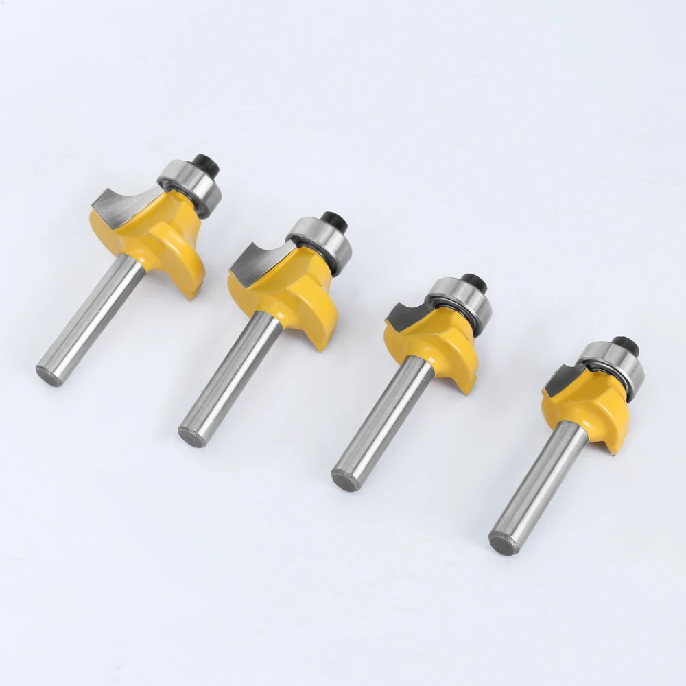 Lavie 4 Stuks Set 6Mm Of 1/4 "Schacht Kleine Hoek Ronde Router Bit Voor Houtbewerking Houtbewerking Molen Klassieke Cutter Bit Voor Hout