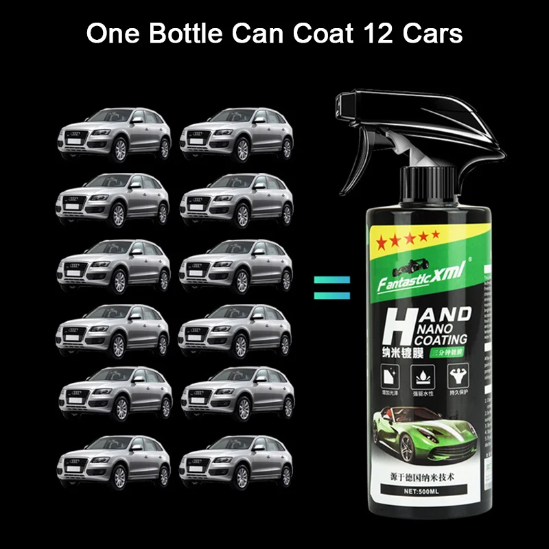 Revestimento cerâmico nano para carro, 100ml-500ml, produto com detalhamento automático, spray líquido, filme de cera para polir, kit de acessórios