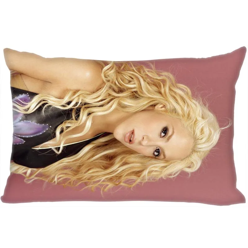 

New Shakira Pillowcase Satin Fabric Bright Smooth Rectangle Zipper Pillow Cases Home Wedding Decorative For Friend Gift