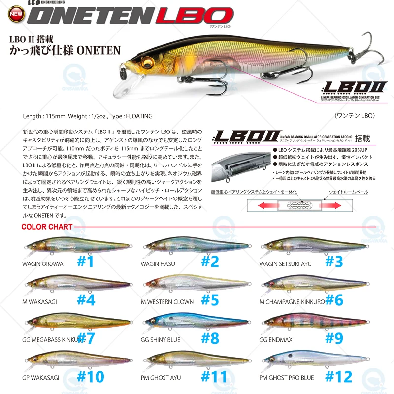 الأصلي محدود اليابان Megabass ONETEN LBO لون خاص 115 مللي متر العائمة باس الصيد إغراء Jerkbait LBO معالجة البحر الديناميكية #6