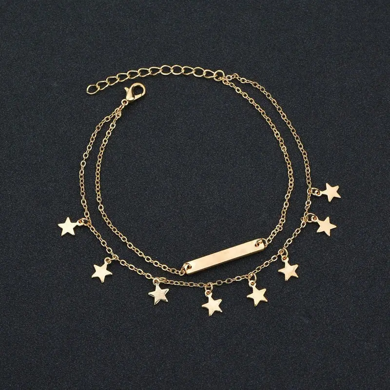 2PCS Vienkim Star Pendant Anklet Foot Chain Summer Yoga Beach Leg Bracelet Charm Anklets Jewelry Gift