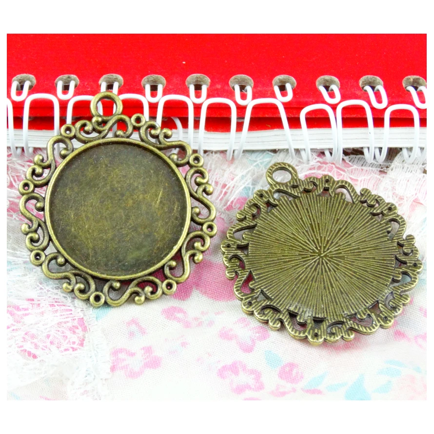 

10Pcs Antique Bronze Plated Blank Base Setting 25MM Inner Size Tray Pendants Diy Accessories