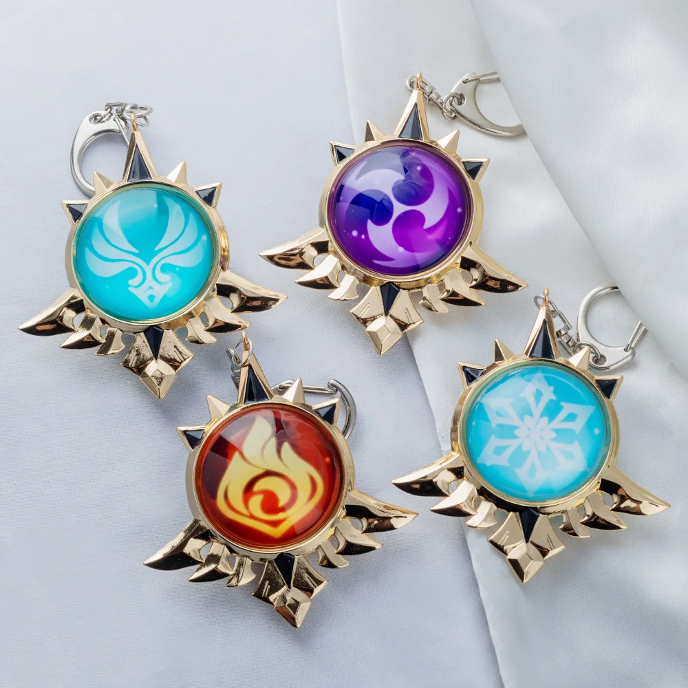 Game Eyes Of God Metal KeyChains Trinket Mondstadt Liyue Harbor Anime Accessories Bag Pendant Key Chains High Quality