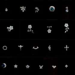 1Pc Surgical Steel Ear Stud Cartilage Earring for Women Crystal Gem Water Drop Flower Tragus Helix Body Piercing Jewelry 20g