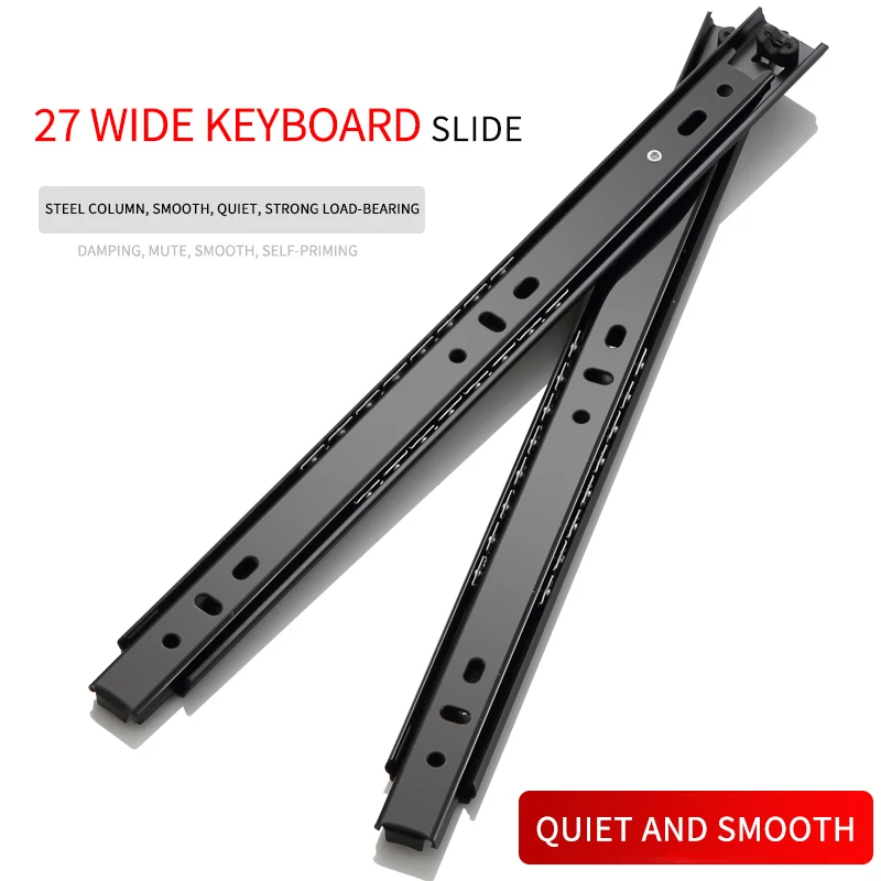 AOLISHENG Two Section Slide Rail Middle Pull Guide Railcomputer Desk Drawer Slide Silent Buffer Damping Slideway Rail