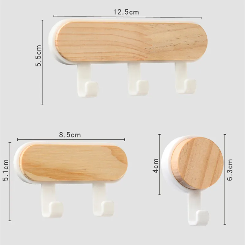 Wood Hook Hole-Free ABS Viscose Doors Windows Clothing Kitchen Wall Hook Viscose Multifunctional Bathroom Tools Storage