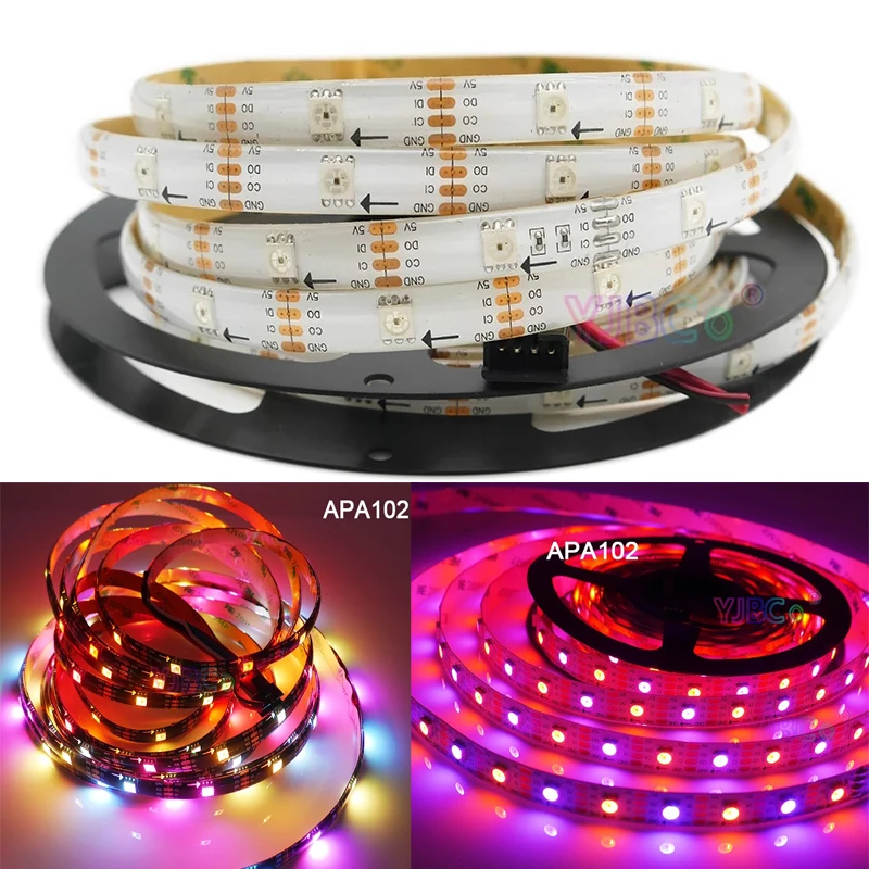 

5m DC5V APA102 Smart LED Strip Light 30/60 led/m DATA and CLOCK seperately SK9822 IC Addressable Pixels Lamp Tape IP30/IP65/IP67