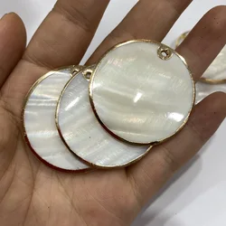 2pcs Natural White Shell Pendant Round Mother of Pearl Charms Pendants For Jewelry Making DIY Earrings Necklace Size 25mm/40mm