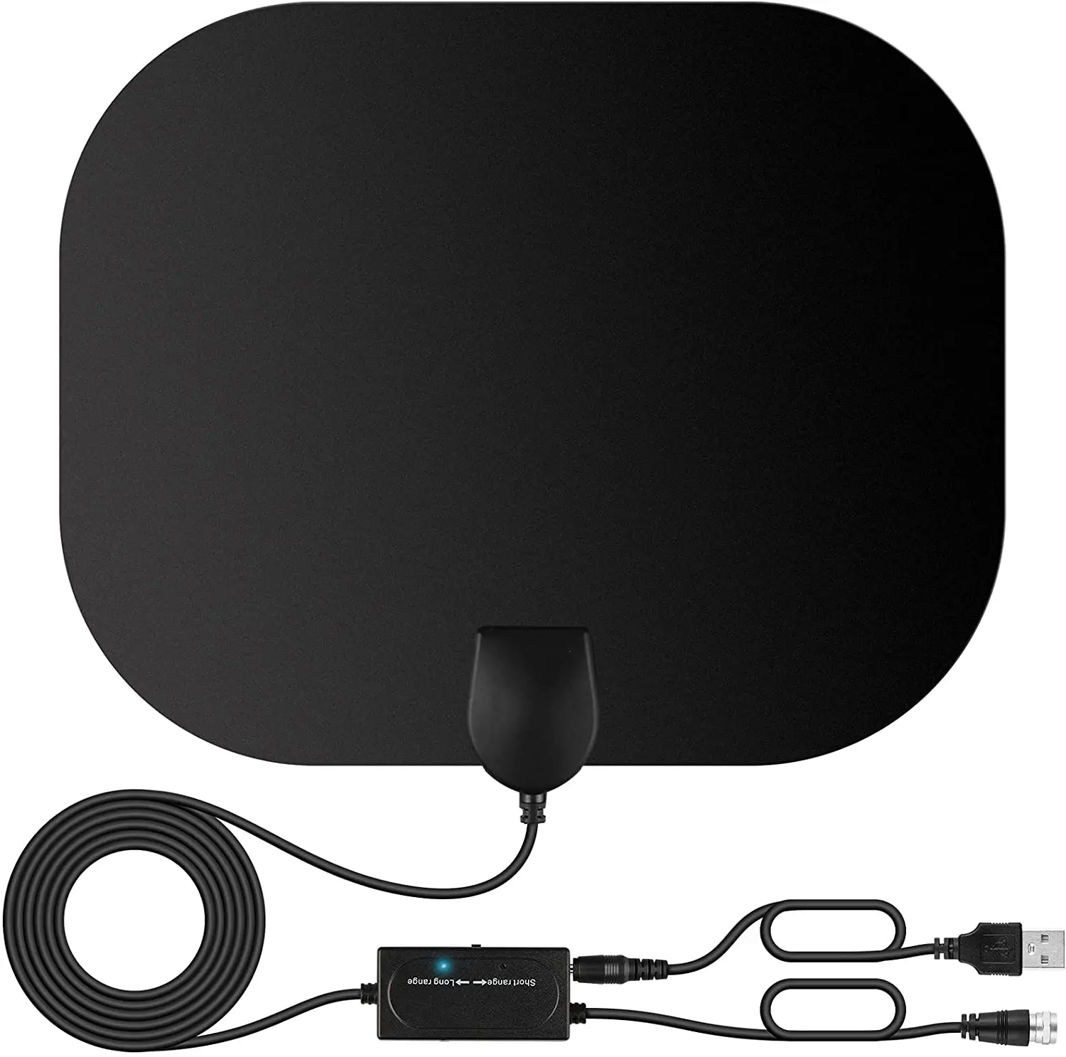 Indoor digital HD DVB-T2 TV antenna with switch regulator amplifier signal intensifier ground wave HDTV antenna