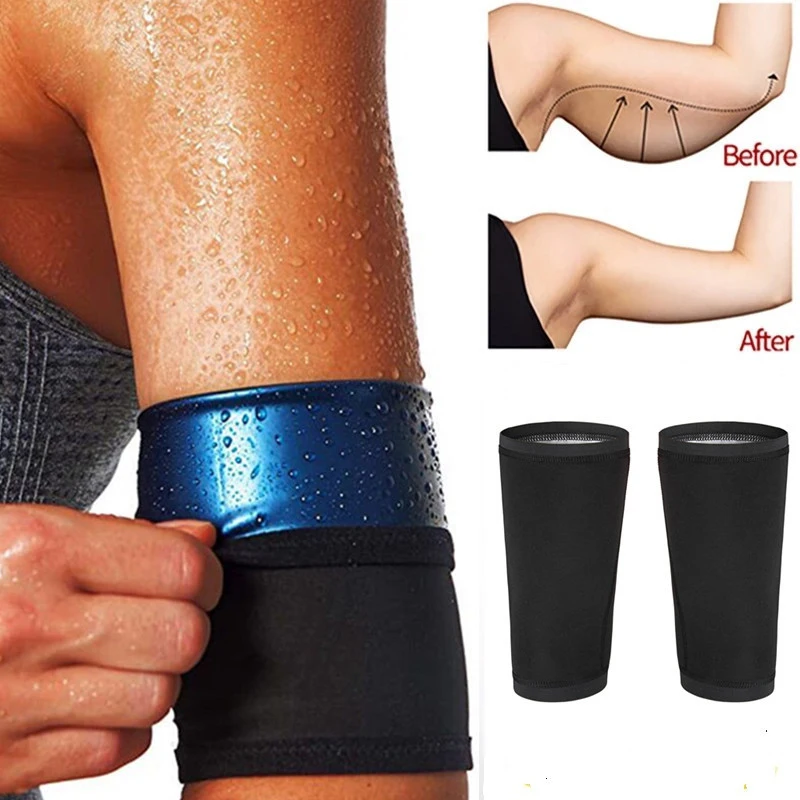 1 Pair Sweat Sauna Arm Band Women Elastic Compression Arm Shaping Sleeves Anti Cellulite Arm Shapers Sport Heating Arm Kit